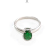 Emerald Faceted Silver Ring: 2.16gms Natural Untreated Emerald Oval Faceted Cut 925 Sterling Silver Prong Set Ring 7.40 US