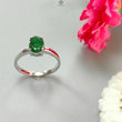 Emerald Faceted Silver Ring: 2.16gms Natural Untreated Emerald Oval Faceted Cut 925 Sterling Silver Prong Set Ring 7.40 US