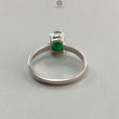 Emerald Faceted Silver Ring: 2.16gms Natural Untreated Emerald Oval Faceted Cut 925 Sterling Silver Prong Set Ring 7.40 US