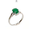 Emerald Faceted Silver Ring: 2.22gms Natural Untreated Emerald Oval Faceted Cut 925 Sterling Silver Prong Set Ring 6.85US