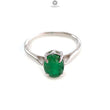 Emerald Faceted Silver Ring: 2.22gms Natural Untreated Emerald Oval Faceted Cut 925 Sterling Silver Prong Set Ring 6.85US