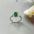 Emerald Faceted Silver Ring: 2.22gms Natural Untreated Emerald Oval Faceted Cut 925 Sterling Silver Prong Set Ring 6.85US