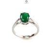 Emerald Faceted Silver Ring: 2.57gms Natural Untreated Emerald Oval Faceted Cut 925 Sterling Silver Prong Set Ring 7.5 US