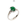 Emerald Faceted Silver Ring: 2.57gms Natural Untreated Emerald Oval Faceted Cut 925 Sterling Silver Prong Set Ring 7.5 US