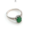 Emerald Faceted Silver Ring: 2.57gms Natural Untreated Emerald Oval Faceted Cut 925 Sterling Silver Prong Set Ring 7.5 US