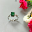 Emerald Faceted Silver Ring: 2.57gms Natural Untreated Emerald Oval Faceted Cut 925 Sterling Silver Prong Set Ring 7.5 US