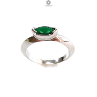 Emerald Faceted Silver Ring: 2.75gms Natural Untreated Emerald Marquise Faceted Cut 925 Sterling Silver Bezel Set Ring 7.25 US