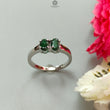 Emerald Faceted Silver Ring: 2.78gms Natural Untreated Emerald Oval Faceted Cut 925 Sterling Silver Prong Set Ring 8.25 US