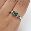 Emerald Faceted Silver Ring: 2.86gms Natural Untreated Emerald Oval Faceted Cut 925 Sterling Silver Prong Set Ring 7.5 US