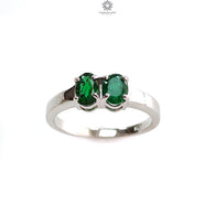 Emerald Faceted Silver Ring: 2.86gms Natural Untreated Emerald Oval Faceted Cut 925 Sterling Silver Prong Set Ring 7.5 US