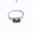 Emerald Faceted Silver Ring: 2.86gms Natural Untreated Emerald Oval Faceted Cut 925 Sterling Silver Prong Set Ring 7.5 US