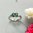 Emerald Faceted Silver Ring: 2.86gms Natural Untreated Emerald Oval Faceted Cut 925 Sterling Silver Prong Set Ring 7.5 US