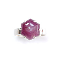 Ruby Cabochon Sugar Loaf Ring: 4.89gms Natural Untreated Sheen Ruby Cabochon 925 Sterling Silver Prong Set Adjustable Ring