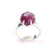 Ruby Cabochon Sugar Loaf Ring: 4.89gms Natural Untreated Sheen Ruby Cabochon 925 Sterling Silver Prong Set Adjustable Ring