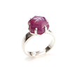 Ruby Cabochon Sugar Loaf Ring: 4.89gms Natural Untreated Sheen Ruby Cabochon 925 Sterling Silver Prong Set Adjustable Ring