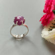 Ruby Cabochon Sugar Loaf Ring: 4.89gms Natural Untreated Sheen Ruby Cabochon 925 Sterling Silver Prong Set Adjustable Ring