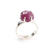 Ruby Cabochon Sugar Loaf Ring: 4.89gms Natural Untreated Sheen Ruby Cabochon 925 Sterling Silver Prong Set Adjustable Ring