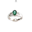 Emerald Faceted Silver Ring: 2.95gms Natural Untreated Emerald Oval Faceted Cut 925 Sterling Silver Prong Set Ring 6.5 US