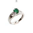 Emerald Faceted Silver Ring: 2.95gms Natural Untreated Emerald Oval Faceted Cut 925 Sterling Silver Prong Set Ring 6.5 US