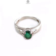 Emerald Faceted Silver Ring: 2.95gms Natural Untreated Emerald Oval Faceted Cut 925 Sterling Silver Prong Set Ring 6.5 US