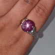 Star Ruby Silver Ring: 7.26gms Natural Untreated Star Ruby Oval Shape Cabochon 925 Sterling Silver Prong Set 8 US Ring | July Birthstone