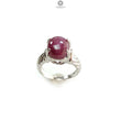 Star Ruby Silver Ring: 7.26gms Natural Untreated Star Ruby Oval Shape Cabochon 925 Sterling Silver Prong Set 8 US Ring | July Birthstone