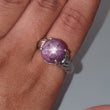 Star Ruby Silver Ring: 7.83gms Natural Untreated Star Ruby Oval Shape Cabochon 925 Sterling Silver Prong Set 8 US Ring | July Birthstone