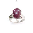 Star Ruby Silver Ring: 7.94gms Natural Untreated Star Ruby Oval Shape Cabochon 925 Sterling Silver Prong Set 8 US Ring | July Birthstone