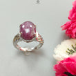 Star Ruby Silver Ring: 7.94gms Natural Untreated Star Ruby Oval Shape Cabochon 925 Sterling Silver Prong Set 8 US Ring | July Birthstone