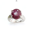 Star Ruby Silver Ring: 7.98gms Natural Untreated Star Ruby Oval Shape Cabochon 925 Sterling Silver Prong Set 8 US Ring | July Birthstone