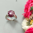 Star Ruby Silver Ring: 7.98gms Natural Untreated Star Ruby Oval Shape Cabochon 925 Sterling Silver Prong Set 8 US Ring | July Birthstone