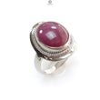 Star Ruby Silver Ring: 8.37gms Natural Untreated Star Ruby Oval Shape Cabochon 925 Sterling Silver Bezel Set 10 US Ring | July Birthstone