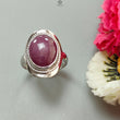 Star Ruby Silver Ring: 8.37gms Natural Untreated Star Ruby Oval Shape Cabochon 925 Sterling Silver Bezel Set 10 US Ring | July Birthstone