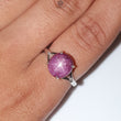 Star Ruby Silver Ring: 2.81gms Natural Untreated Star Ruby Oval Shape Cabochon 925 Sterling Silver Prong Set 6.5 US Ring | July Birthstone