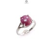 Star Ruby Silver Ring: 2.81gms Natural Untreated Star Ruby Oval Shape Cabochon 925 Sterling Silver Prong Set 6.5 US Ring | July Birthstone