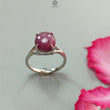 Star Ruby Silver Ring: 2.81gms Natural Untreated Star Ruby Oval Shape Cabochon 925 Sterling Silver Prong Set 6.5 US Ring | July Birthstone