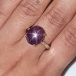 Star Ruby Silver Ring: 4.45gms Natural Untreated Star Ruby Oval Shape Cabochon 925 Sterling Silver Prong Set 8 US Ring | July Birthstone