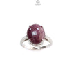 Star Ruby Silver Ring: 4.45gms Natural Untreated Star Ruby Oval Shape Cabochon 925 Sterling Silver Prong Set 8 US Ring | July Birthstone