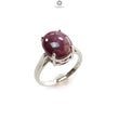 Star Ruby Silver Ring: 4.45gms Natural Untreated Star Ruby Oval Shape Cabochon 925 Sterling Silver Prong Set 8 US Ring | July Birthstone