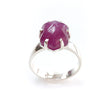 Ruby Cabochon Sugar Loaf Ring: 4.99gms Natural Untreated Sheen Ruby Cabochon 925 Sterling Silver Prong Set Adjustable Ring