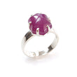 Ruby Cabochon Sugar Loaf Ring: 4.99gms Natural Untreated Sheen Ruby Cabochon 925 Sterling Silver Prong Set Adjustable Ring