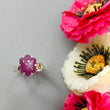 Ruby Cabochon Sugar Loaf Ring: 4.99gms Natural Untreated Sheen Ruby Cabochon 925 Sterling Silver Prong Set Adjustable Ring