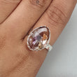 Amethyst Plain Silver Ring: 5.31gms Natural Untreated Super Seven Amethyst Fancy Shape Plain 925 Sterling Silver Bezel Set Adjustable Ring