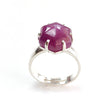 Ruby Cabochon Sugar Loaf Ring: 5.47gms Natural Untreated Sheen Ruby Cabochon 925 Sterling Silver Prong Set Adjustable Ring