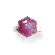 Ruby Cabochon Sugar Loaf Ring: 5.56gms Natural Untreated Sheen Ruby Cabochon 925 Sterling Silver Prong Set Adjustable Ring