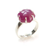 Ruby Cabochon Sugar Loaf Ring: 5.56gms Natural Untreated Sheen Ruby Cabochon 925 Sterling Silver Prong Set Adjustable Ring