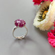 Ruby Cabochon Sugar Loaf Ring: 5.56gms Natural Untreated Sheen Ruby Cabochon 925 Sterling Silver Prong Set Adjustable Ring