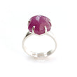 Ruby Cabochon Sugar Loaf Ring: 5.73gms Natural Untreated Sheen Ruby Cabochon 925 Sterling Silver Prong Set Adjustable Ring