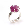 Ruby Cabochon Sugar Loaf Ring: 5.73gms Natural Untreated Sheen Ruby Cabochon 925 Sterling Silver Prong Set Adjustable Ring