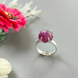 Ruby Cabochon Sugar Loaf Ring: 5.73gms Natural Untreated Sheen Ruby Cabochon 925 Sterling Silver Prong Set Adjustable Ring